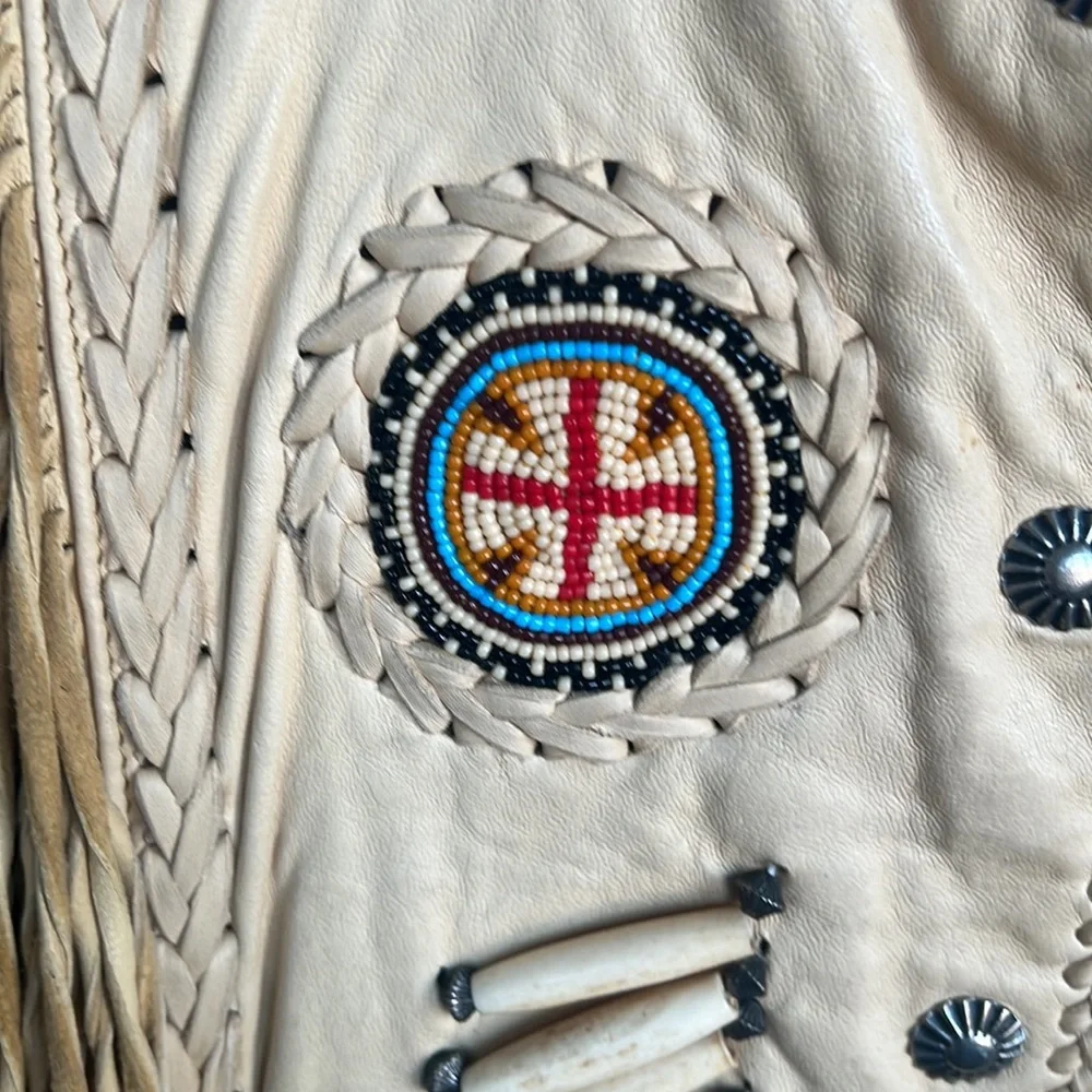 Diamond Leathers Hand-Beaded, Western Style, Fringe Vest!!! Sz 6 - Picture 3 of 6